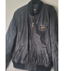 Vintage Black Military Leather Bomber Authentic Flight Jacket  Men's Sz M/L